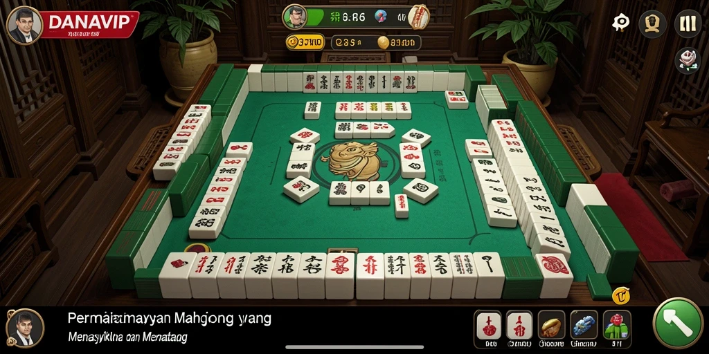 Tampilan gameplay seru DANAVIP dengan grafis Mahjong yang menarik.