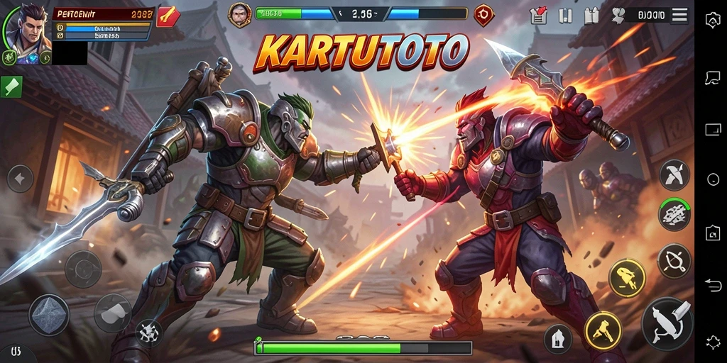 Tampilan gameplay seru di KARTUTOTO yang menunjukkan pertarungan epik.