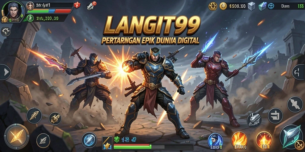 Tangkapan layar menunjukkan aksi pertarungan intens dalam LANGIT99.