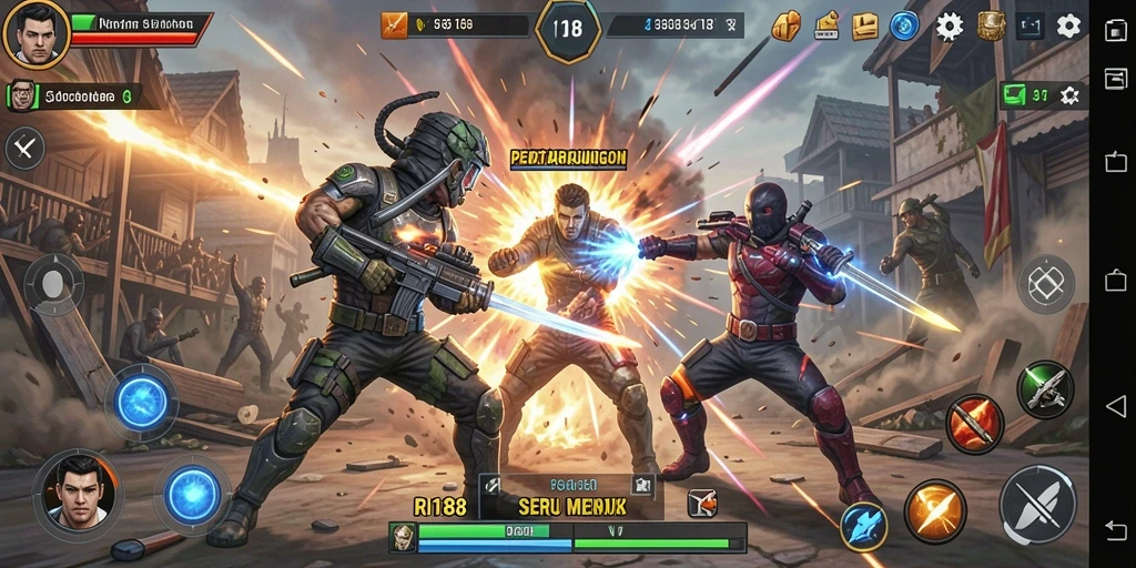 Tampilan seru pertarungan intens dalam gameplay RI188.