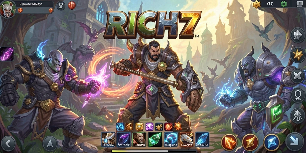 Tampilan gameplay RICH7 menampilkan pertempuran seru dalam dunia ARPG.