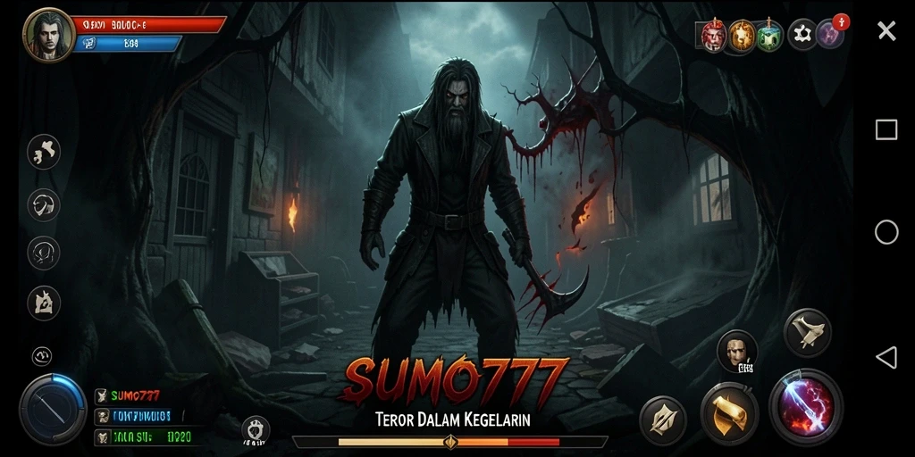 Screenshot menampilkan suasana menyeramkan dari gameplay SUMO777.